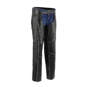 NWT Milwaukee Leather MLL6526 Women's 'Laced' Distressed Grey Moto Riding Chaps